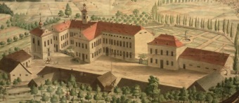 Zámecký areál Žampach - kolem roku 1840.